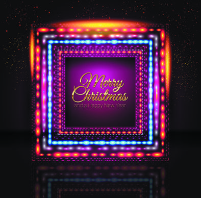 2014 new year christmas colored light frame vector