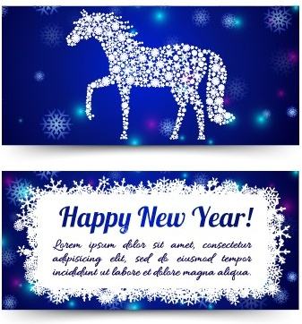 2014 new year horse cards vector