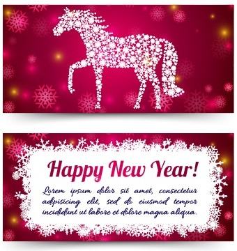 2014 new year horse cards vector
