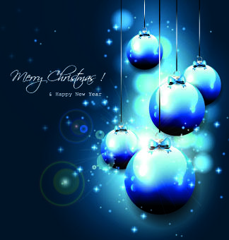 2014 shiny blue christmas ball vector background