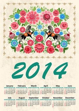 2014 year calendar vector set