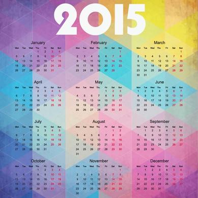 2015 calendar on colorful background vector illustration