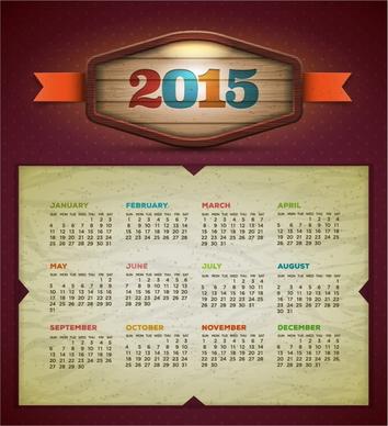 2015 calendar  Vector design template 