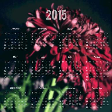 2015 calendar with blurred flower background vector