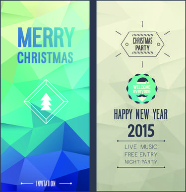 2015 christmas invitation cards vintage style vector set