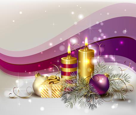 2015 christmas ornaments and candle vector background art