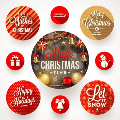 2015 christmas round labels vector