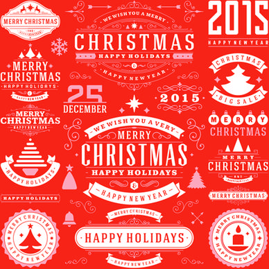 2015 christmas with happy holiday labels vector