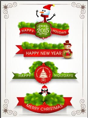 2015 christmas with new year labels and frames vector
