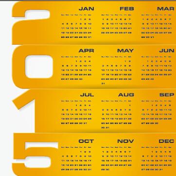 2015 company calendar black with yellow style vector