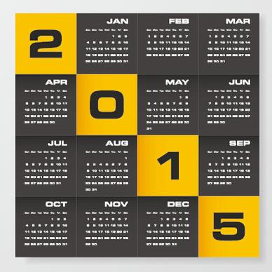 2015 company calendar black with yellow style vector