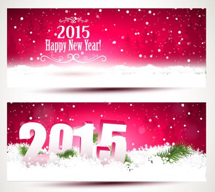 2015 happy new year winter banners vector