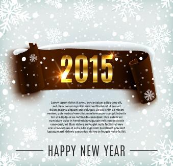2015 new year banner with snowflake pattern vector graphics