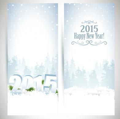 2015 new year banner with white snow vector