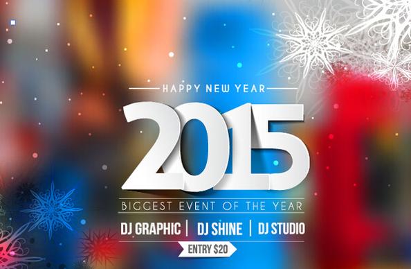 2015 new year blurs backgrounds vector set