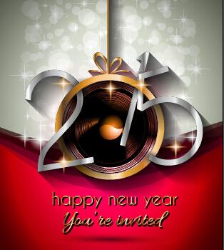 2015 new year golden ornaments background set