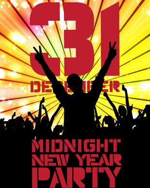 2015 new year midnight music party poster vector