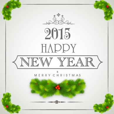 2015 new year with christmas frame and labels vector