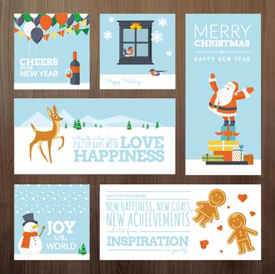 2015 xmas and new year greeting cards kit vector