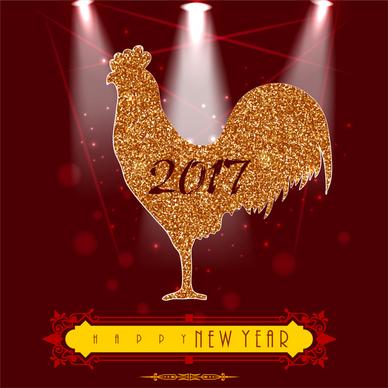 2017 new year template design with glossy rooster