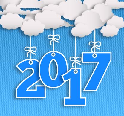 2017 new year template with cloud and numbers
