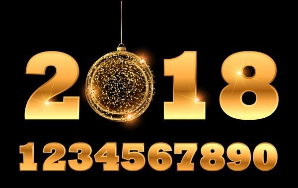 2018 new year background glittering golden numbers decor