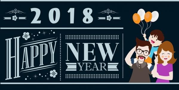 2018 new year template family icon classical calligraphy