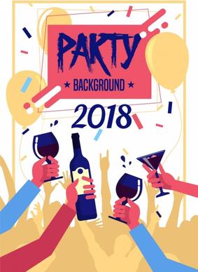 2018 party background grunge design clinking hands icon