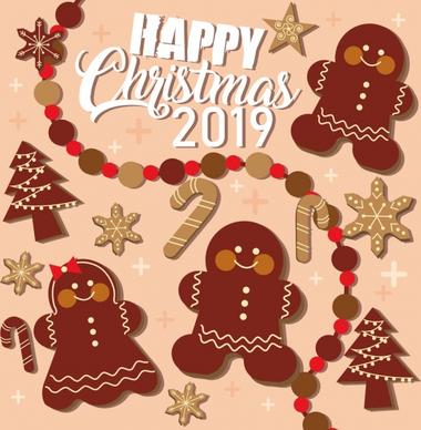 2019 christmas banner classical flat icons decor