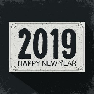 2019 new year banner dark grey classical decor
