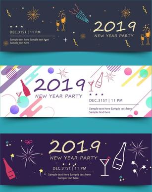 2019 new year party banner colorful modern decor