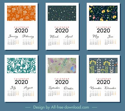 2020 calendar templates classical floral decor