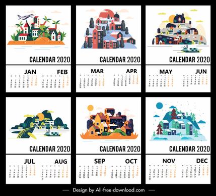 2020 calendar templates scenery decor colorful classic