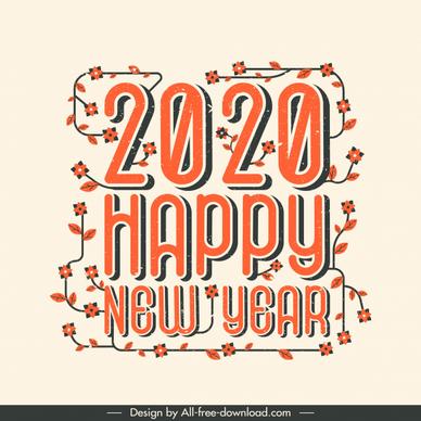 2020 new year banner classical floras leaves decor