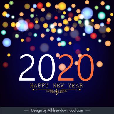 2020 new year banner colorful bokeh lights decor