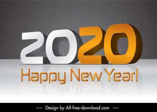 2020 new year poster modern 3d numbers decor