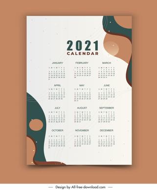 2021 calendar template colorful retro circle curves design