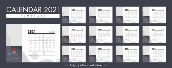 2021 calendar template modern plain white decor