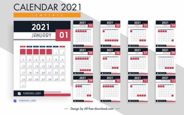 2021 calendar template modern simple contrast decor