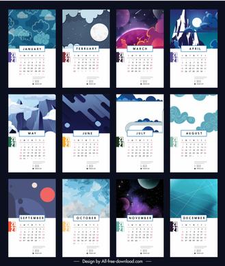 2021 calendar template sky scenes ornament