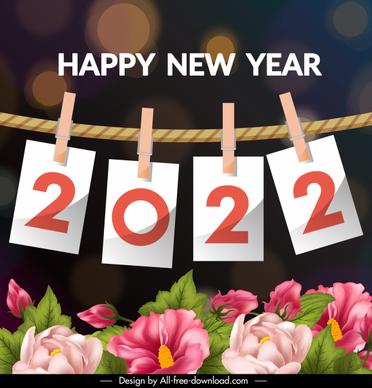 2022 happy new year decor with flower