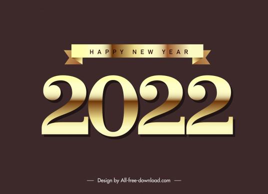 2022 happy new year decor element shiny golden number ribbon