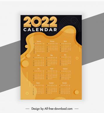 2022 calendar template contrast retro abstract decor
