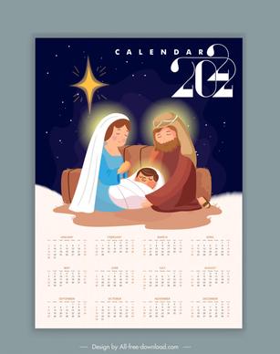 2022 calendar template jesus christ newborn cartoon characters