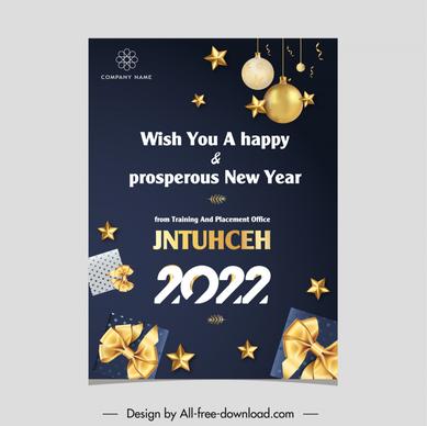 2022 new year wishes banner elegant luxury baubles decor