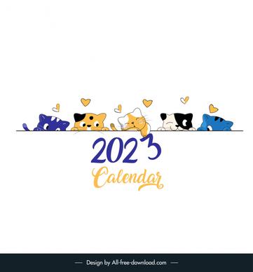 2023 calendar cover template cute cat design dynamic cartoon handdrawn