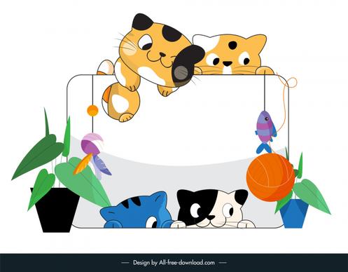 2023 calendar design elements cute playful kitties sketch