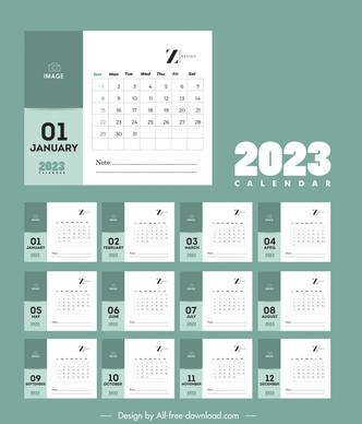 2023 calendar template flat elegant contrast design 