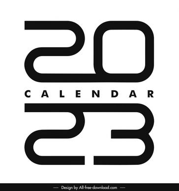 2023 calendar typography design elements flat stylized number texts design