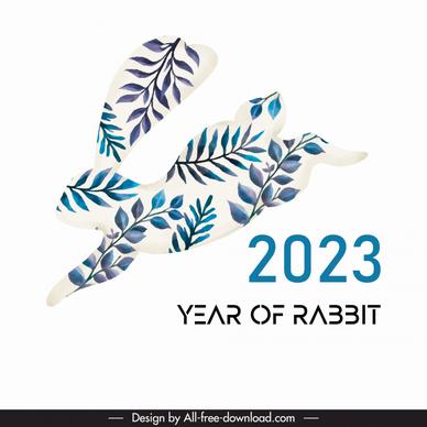 2023 year of rabbit design elements flat dynamic elegant rabbit flowers decor
